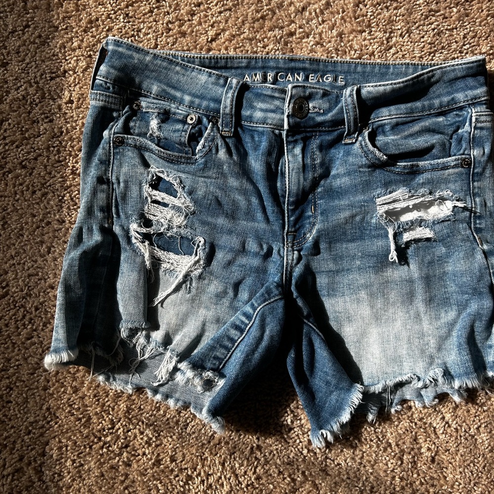 American Eagle Outfitters Ripped Blue Jean Shorts